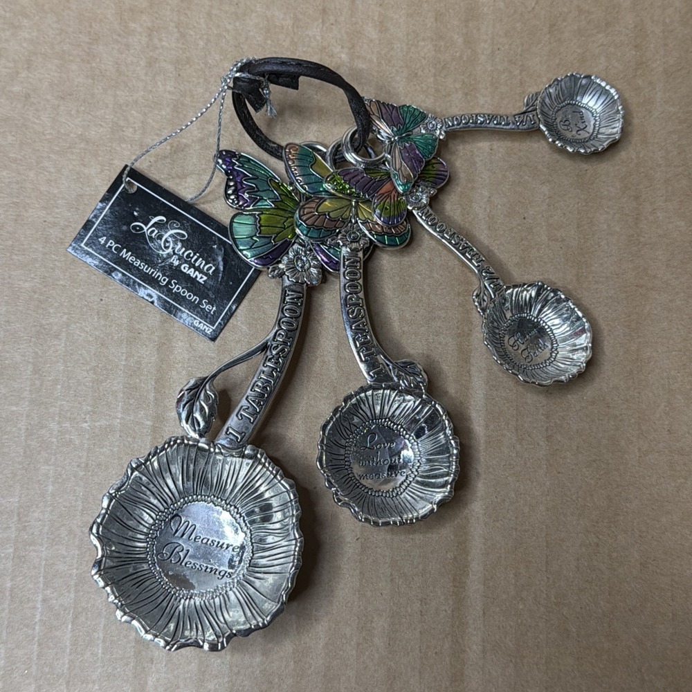 Ganz Butterfly Colored Measuring Spoons Set of 4 New with Tags